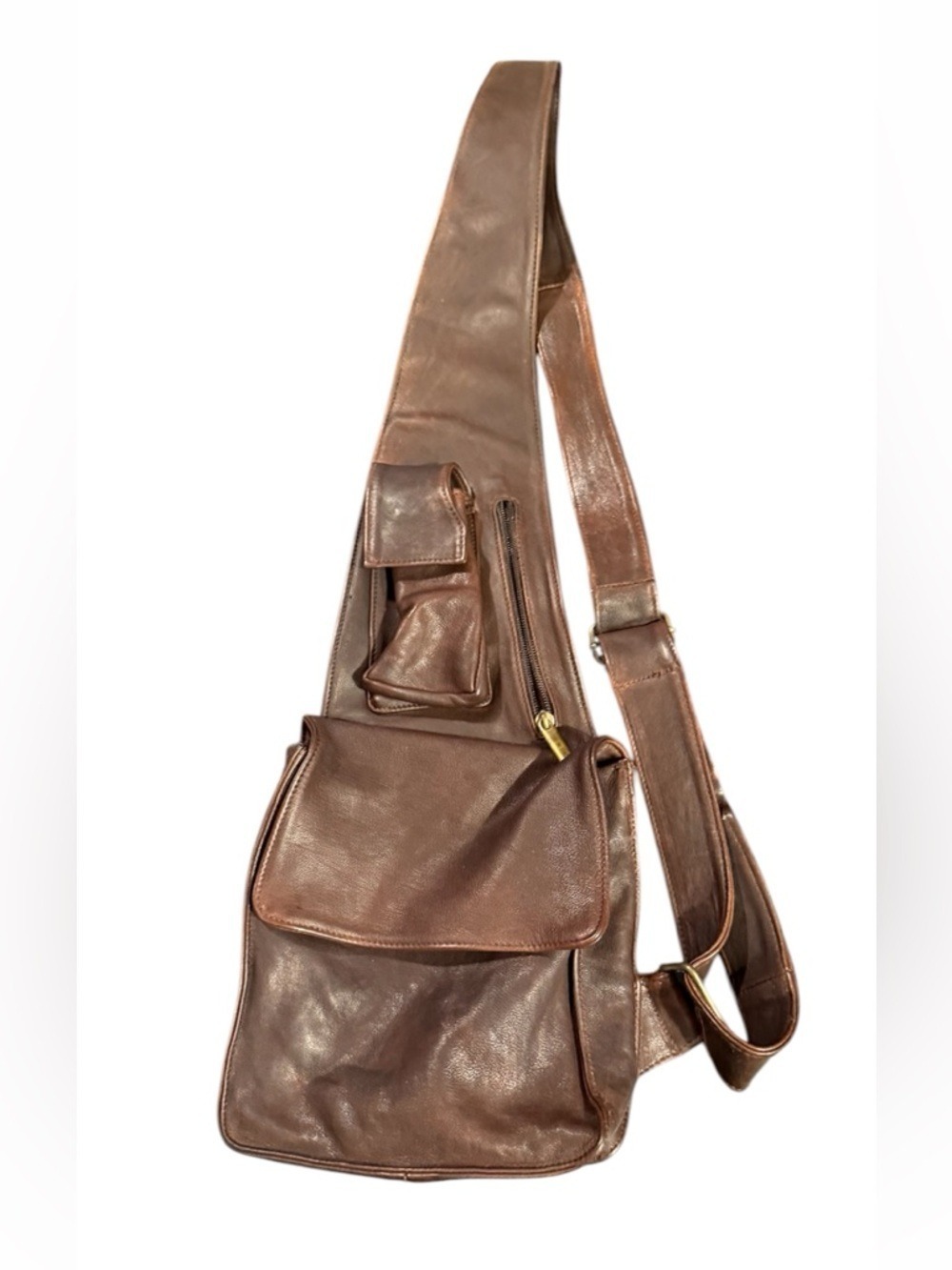 Vera Pelle Crossover Bag Made in Italy Brown Leather Bohemian Unisex